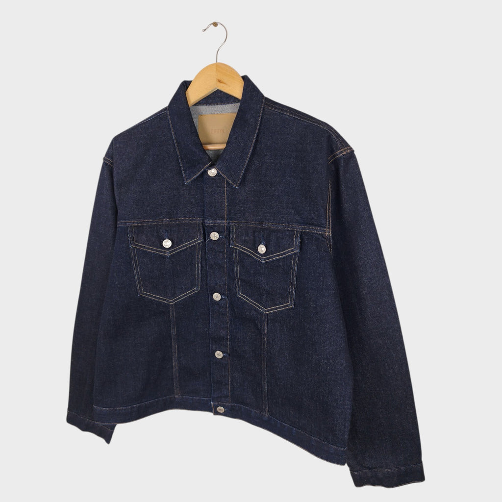 EDWIN Japan Men's Dark Blue Cropped Trucker Jacket