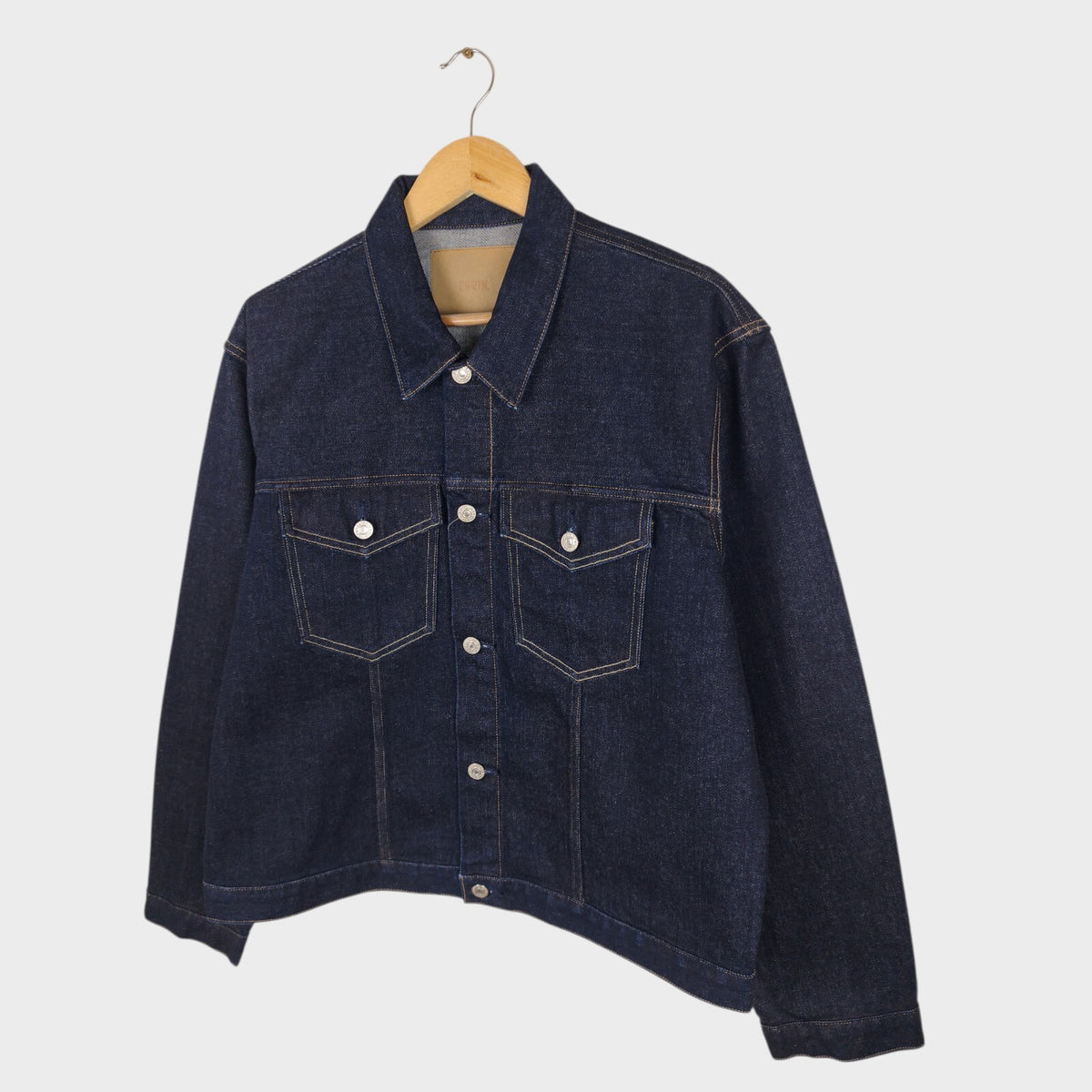 EDWIN Japan Men's Dark Blue Cropped Trucker Jacket