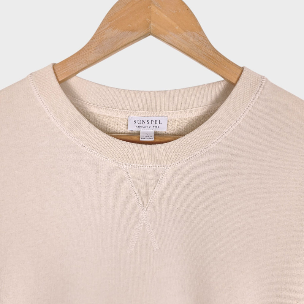 SUNSPEL Men's Cream Crewneck Cotton Sweatshirt