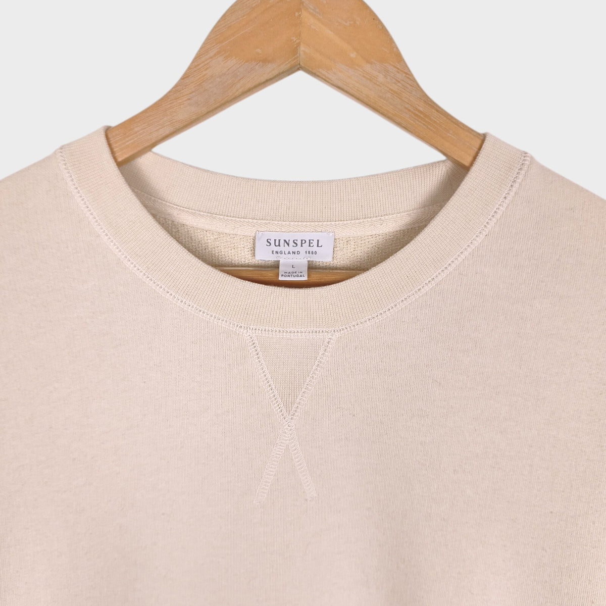 SUNSPEL Men's Cream Crewneck Cotton Sweatshirt