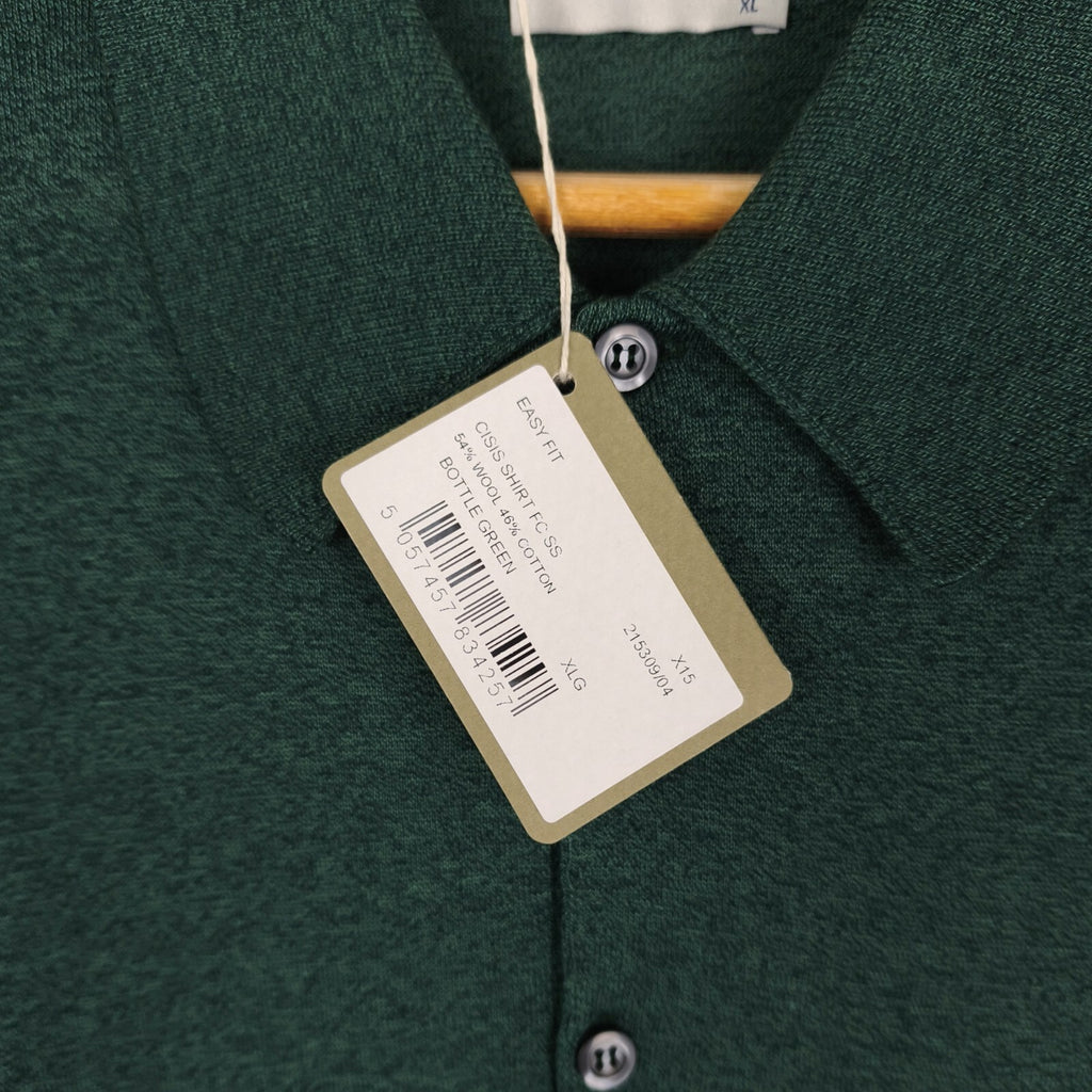 JOHN SMEDLEY Men's Bottle Green Made in England Wool/Cotton Isis Polo Shirt