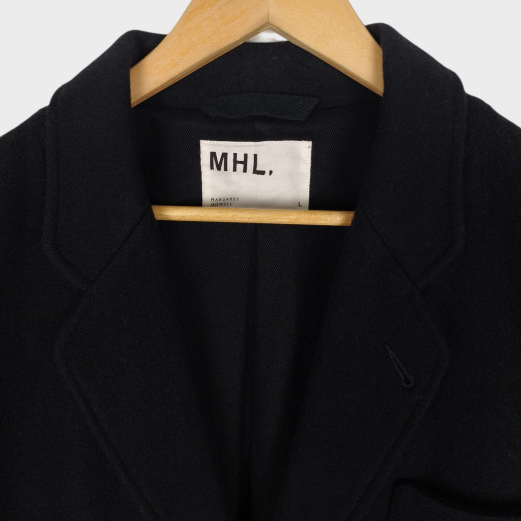 MHL MARGARET HOWELL Men's Black Heavyweight 100% Melton Wool Coat