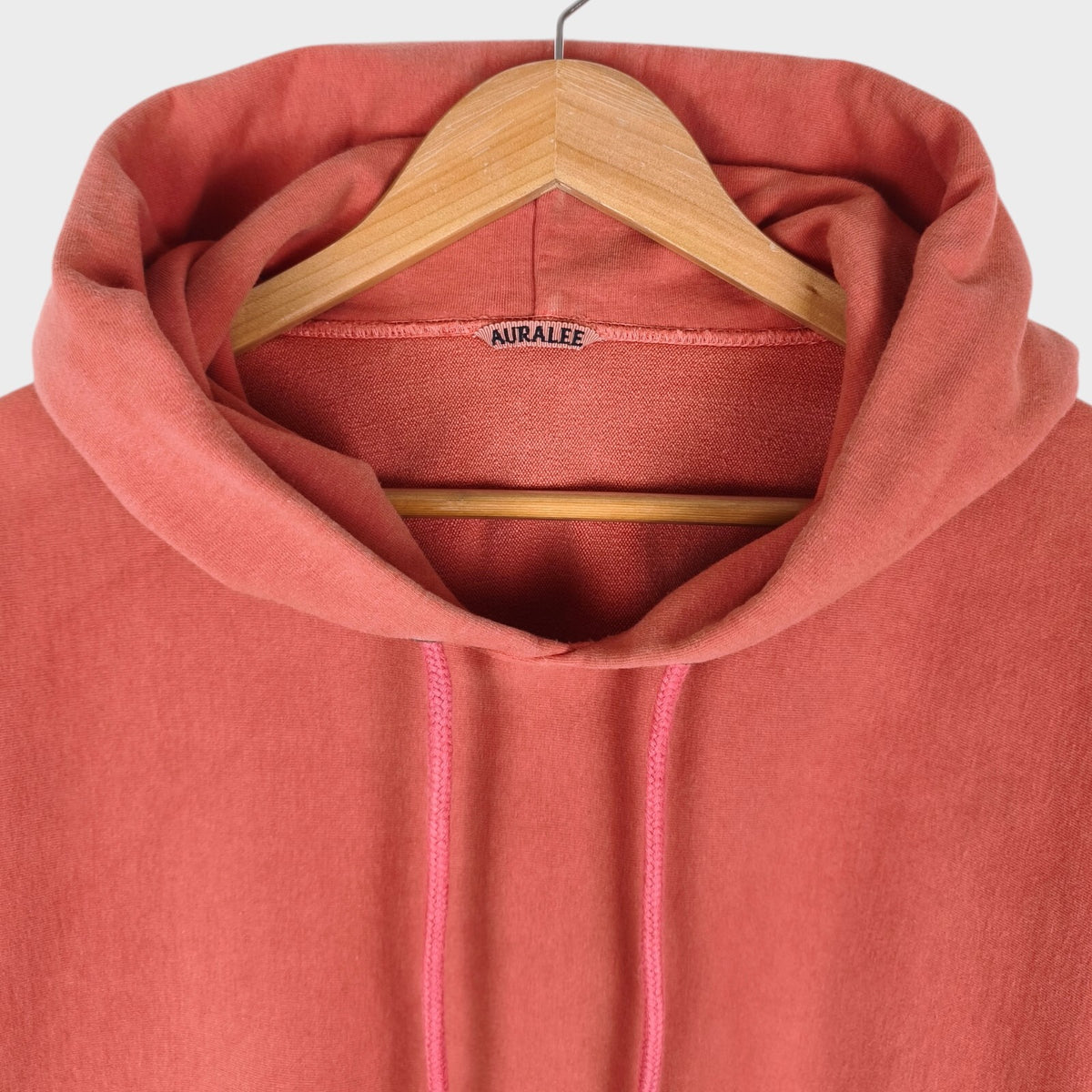 AURALEE Men's Made in Japan Salmon Pink Heavyweight Cotton Blend Hoodie