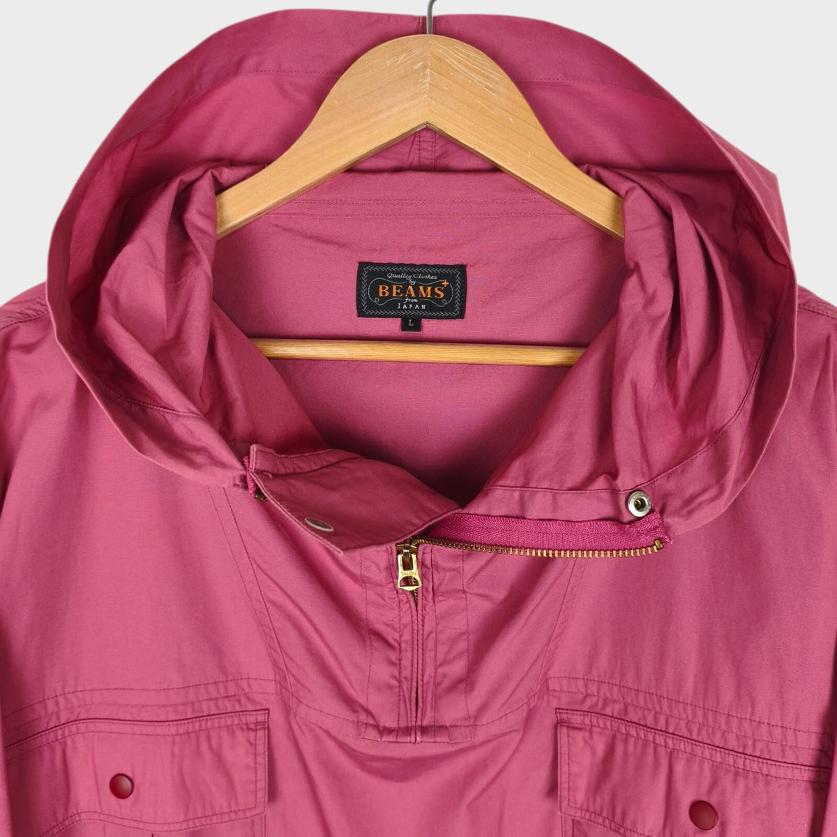 BEAMS PLUS Men's Pink Oversized Smock Anorak Parka Jacket