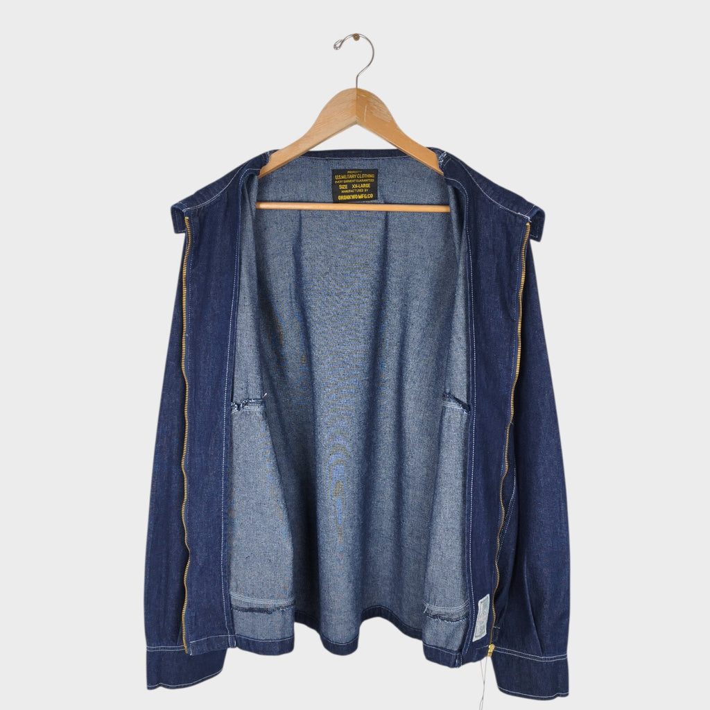 OKONKWO MFG Men's Blue Denim Worker Bomber Jacket