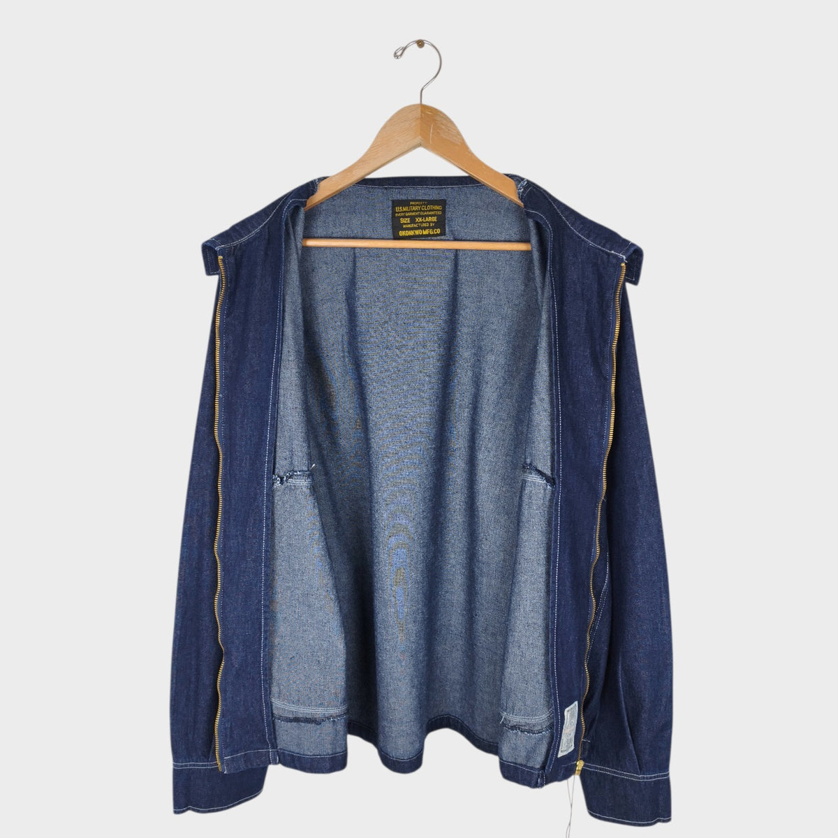 OKONKWO MFG Men's Blue Denim Worker Bomber Jacket