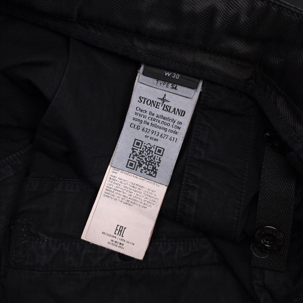 STONE ISLAND Men's Black Garment Dyed Type SL Cargo Shorts