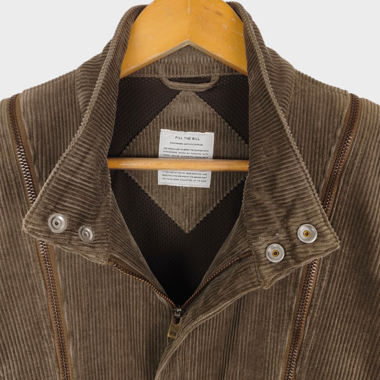 FILL THE BILL Men's Made in Japan Brown Corduroy Utility Modular Jacket