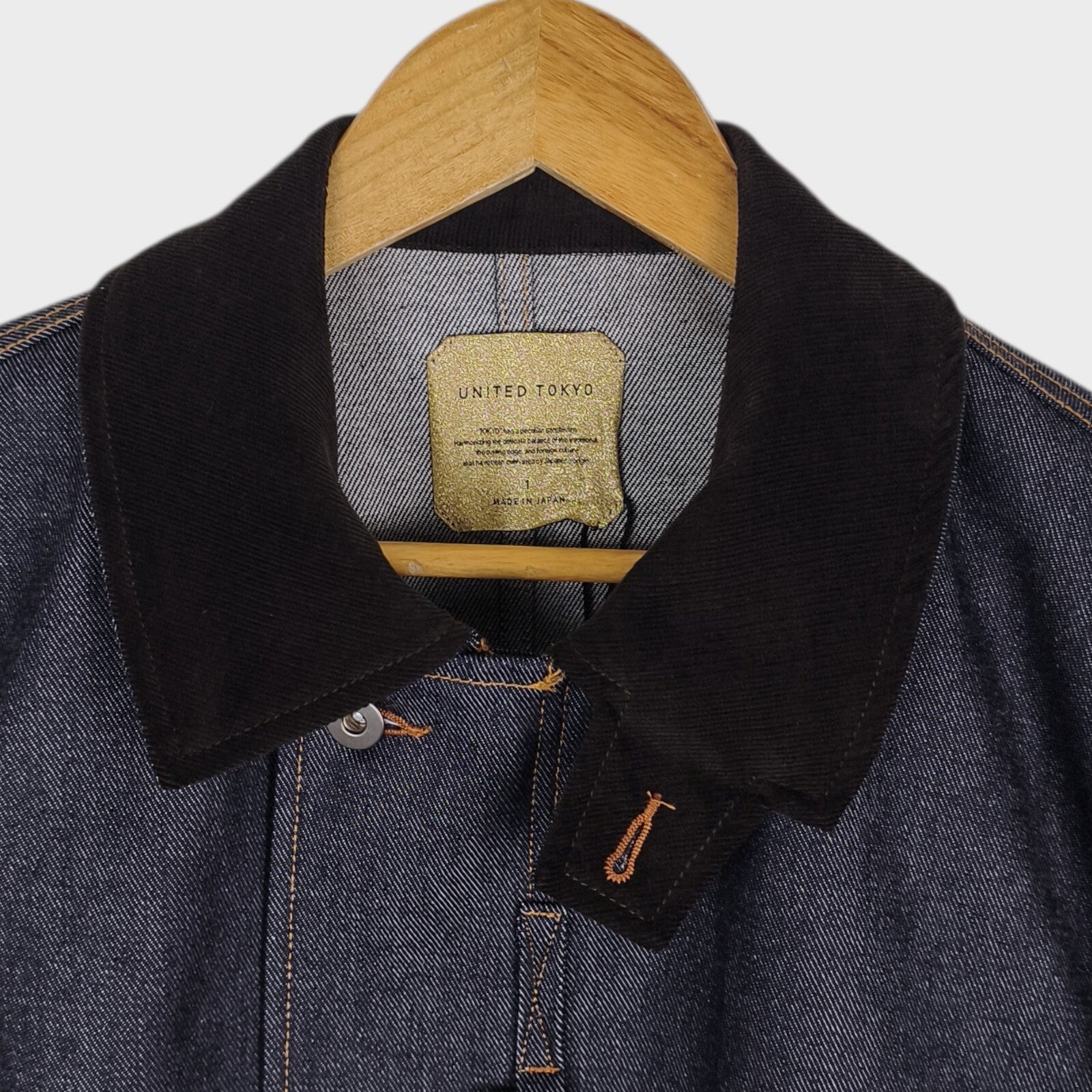 UNITED TOKYO Men's Made in Japan RAF MK3 Rigid Denim Flight Blouson Jacket