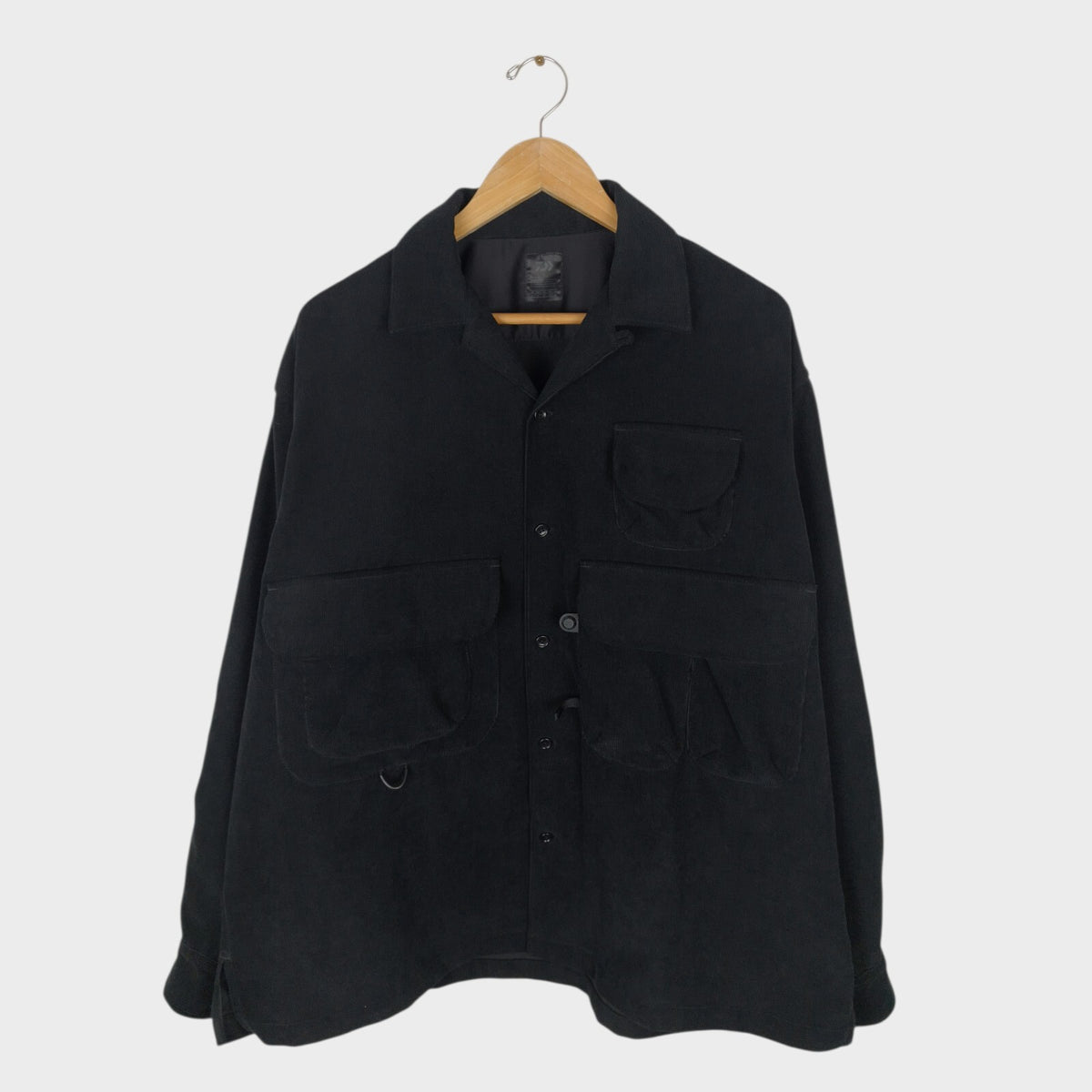 DAIWA PIER39 Men's Black Corduroy Tech Fisherman's Open Collar Overshirt