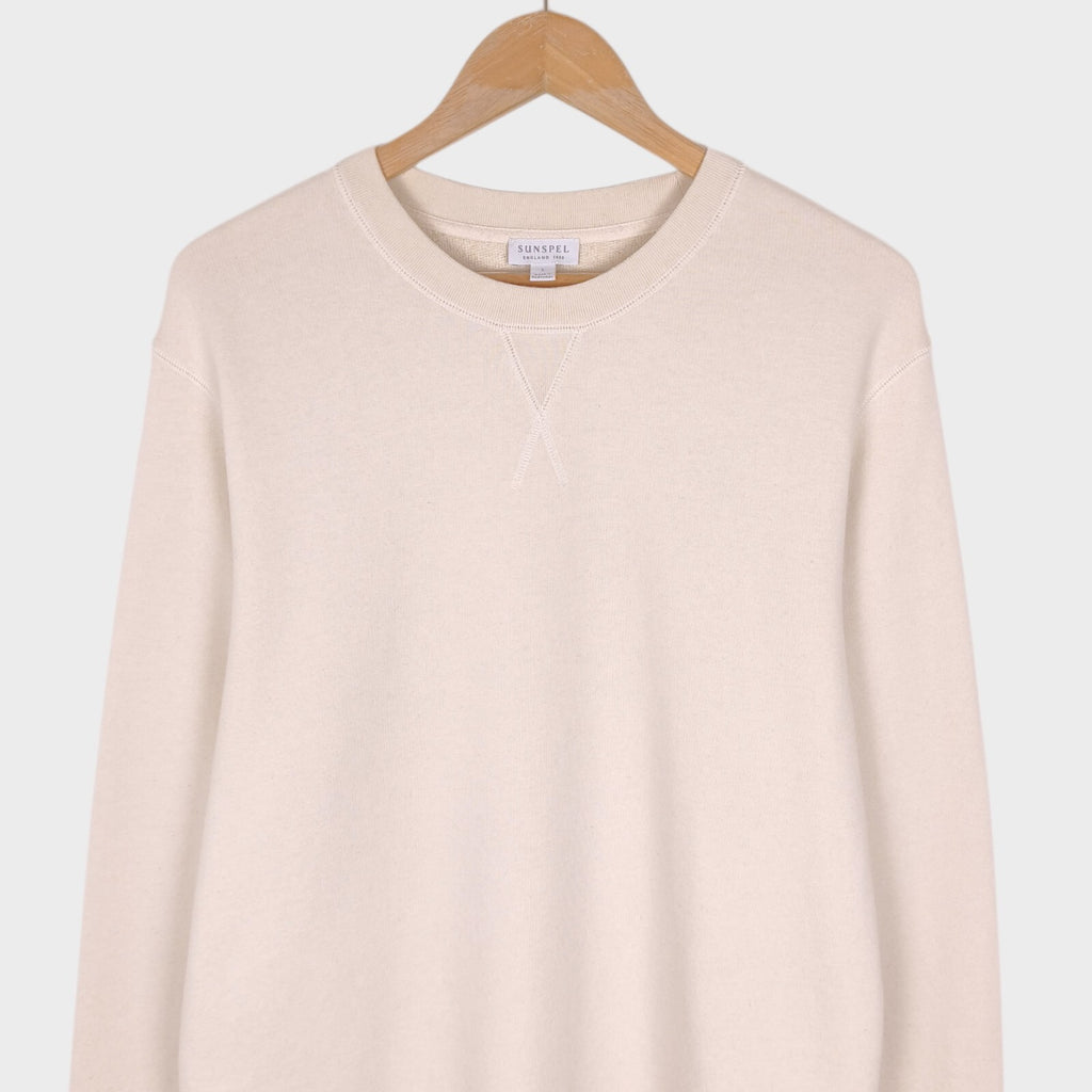 SUNSPEL Men's Cream Crewneck Cotton Sweatshirt