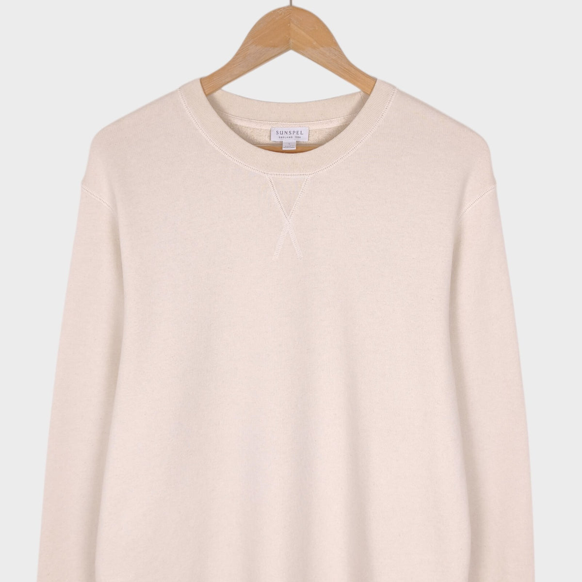 SUNSPEL Men's Cream Crewneck Cotton Sweatshirt