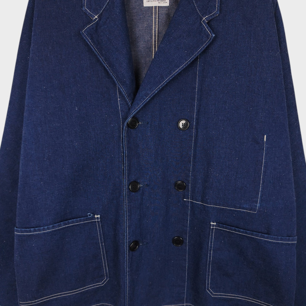 H.UNIT Men's Made in Japan Blue Denim Double-Breasted Chore Jacket