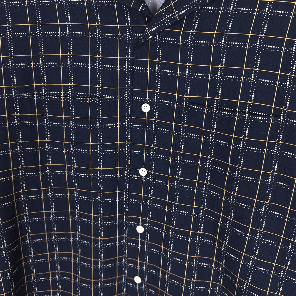 BEAMS PLUS Men's Made in Japan Rayon/Cotton Checked Camp Collar Shirt