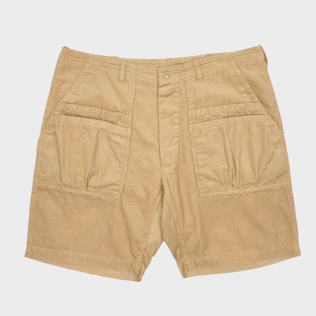 SASSAFRAS Men's Made in Japan Beige Overgrown Fatigue Corduroy Cargo Shorts