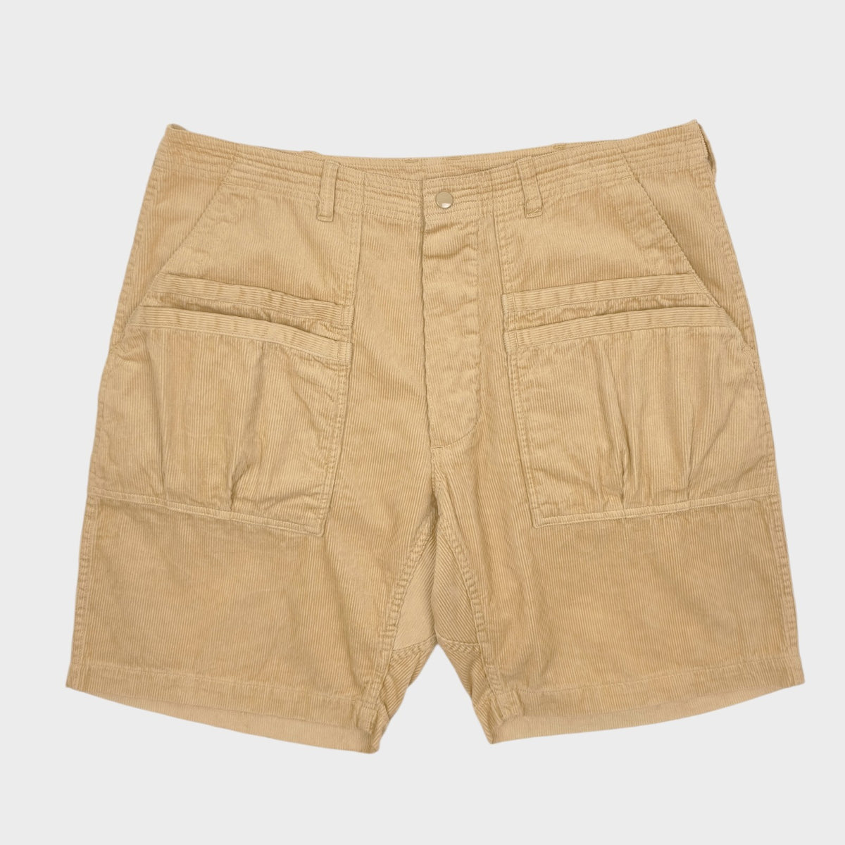 SASSAFRAS Men's Made in Japan Beige Overgrown Fatigue Corduroy Cargo Shorts