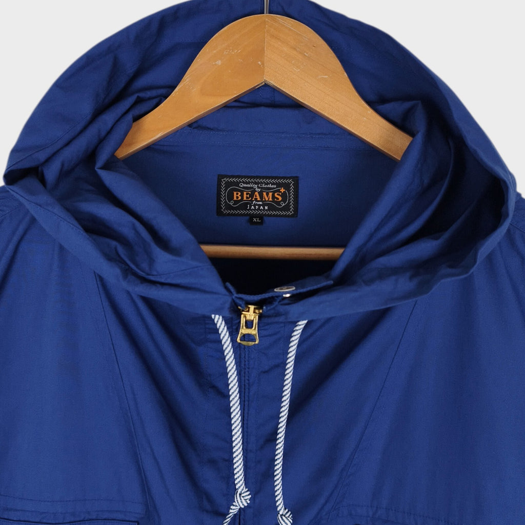 BEAMS PLUS Men's Blue Oversized Smock Anorak Parka Jacket