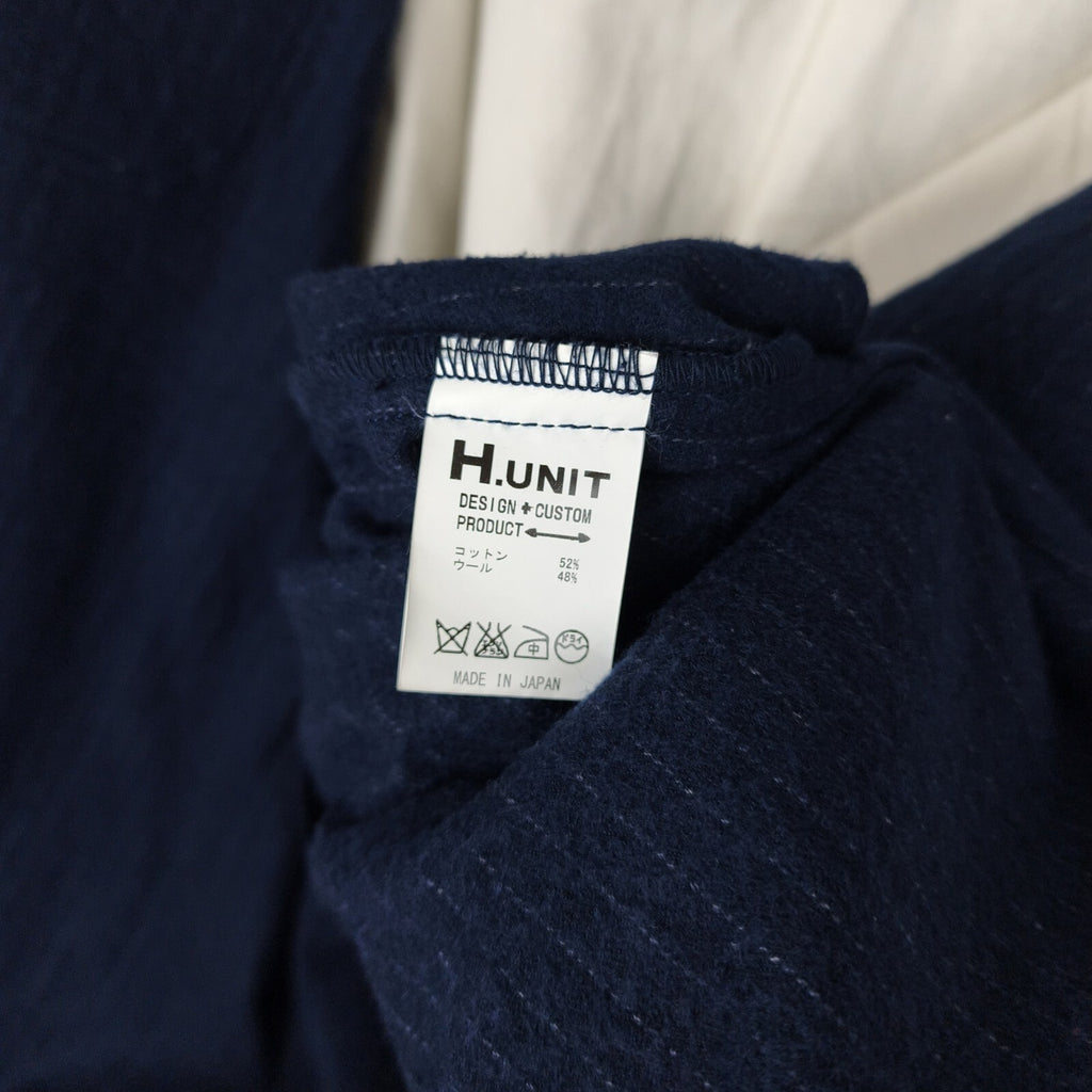 H.UNIT Men's Made in Japan Navy Blue Cotton/Wool Blend Pinstripe Chore Coat