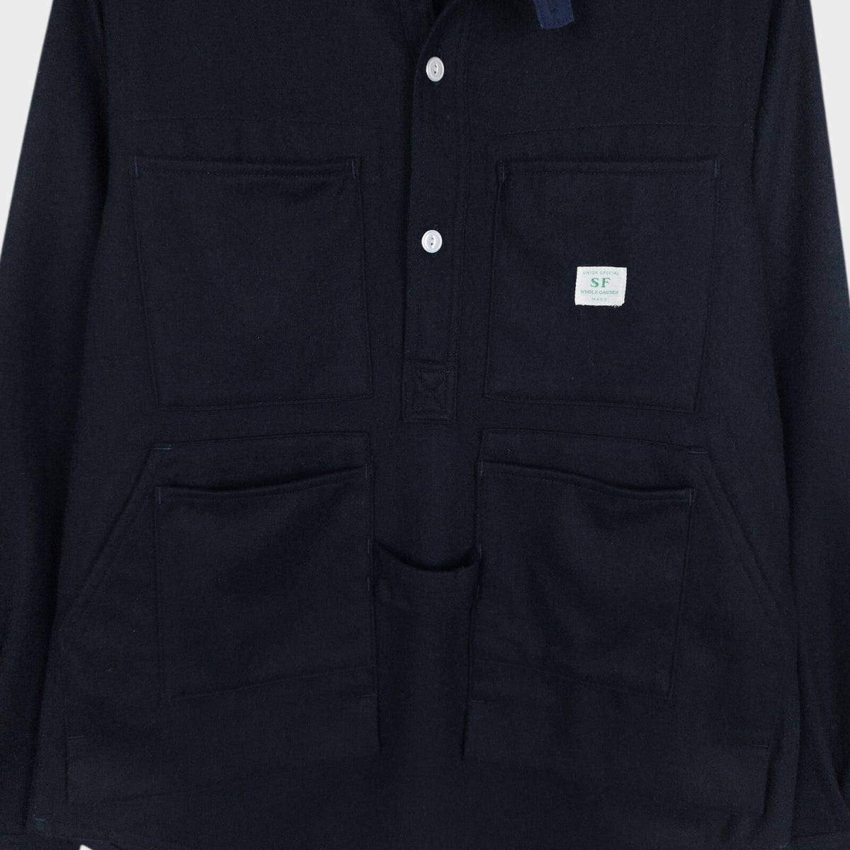 SASSAFRAS Men's Made in Japan Wool Utility Pullover Overshirt