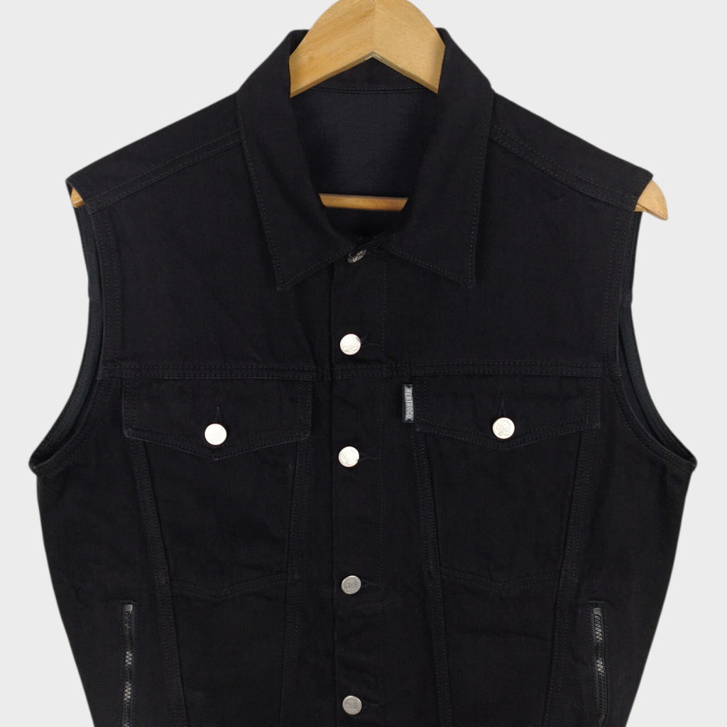 HEBTROCO Men's Made in England Pata Negra Rider's Selvedge Denim Vest