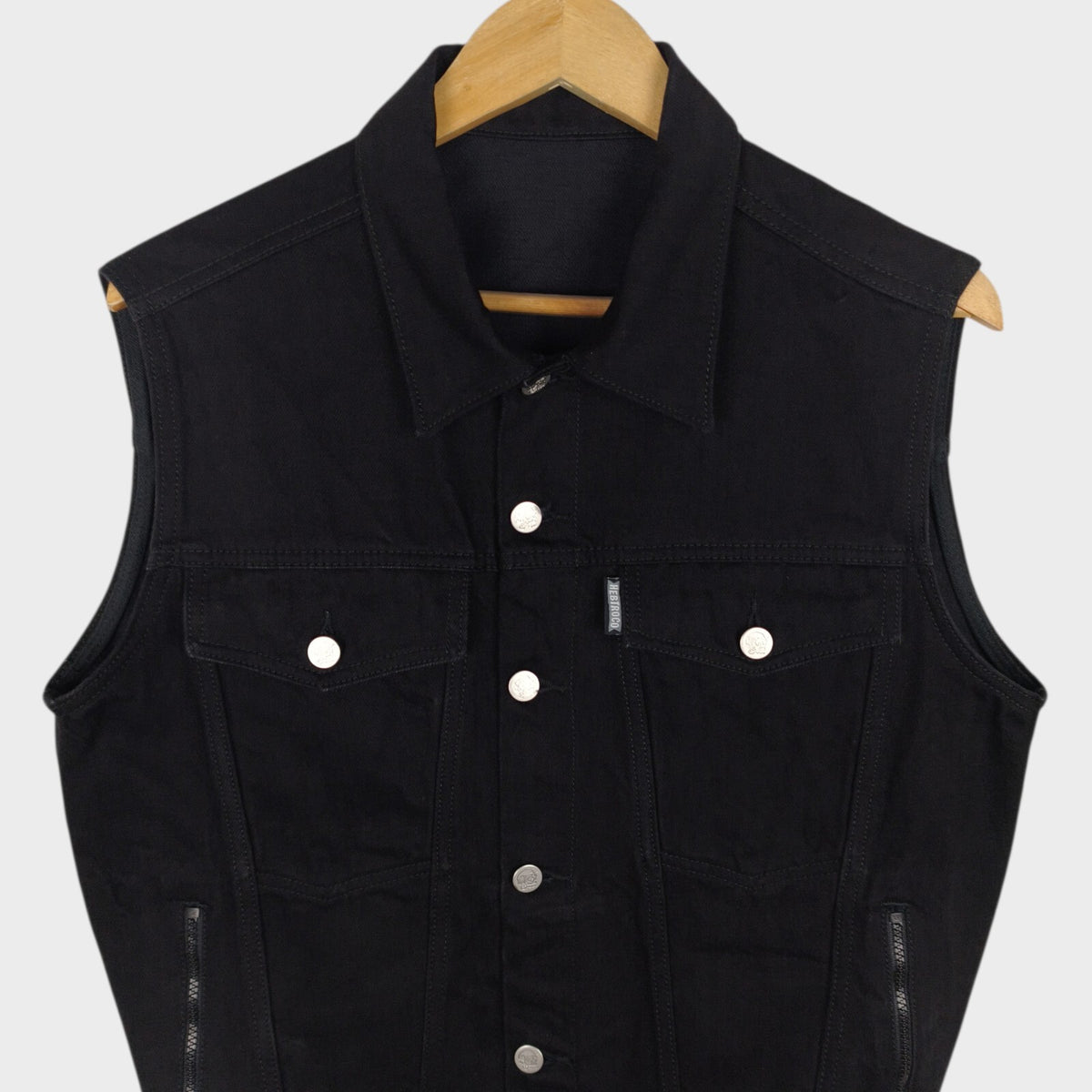 HEBTROCO Men's Made in England Pata Negra Rider's Selvedge Denim Vest