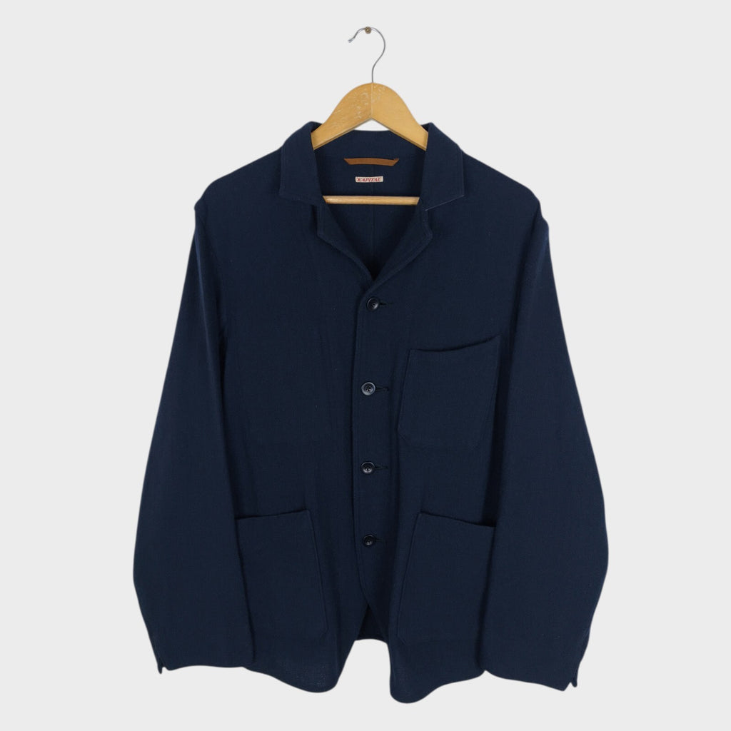 KAPITAL Men's Made in Japan Navy Blue Wool Blend Unlined Jacket