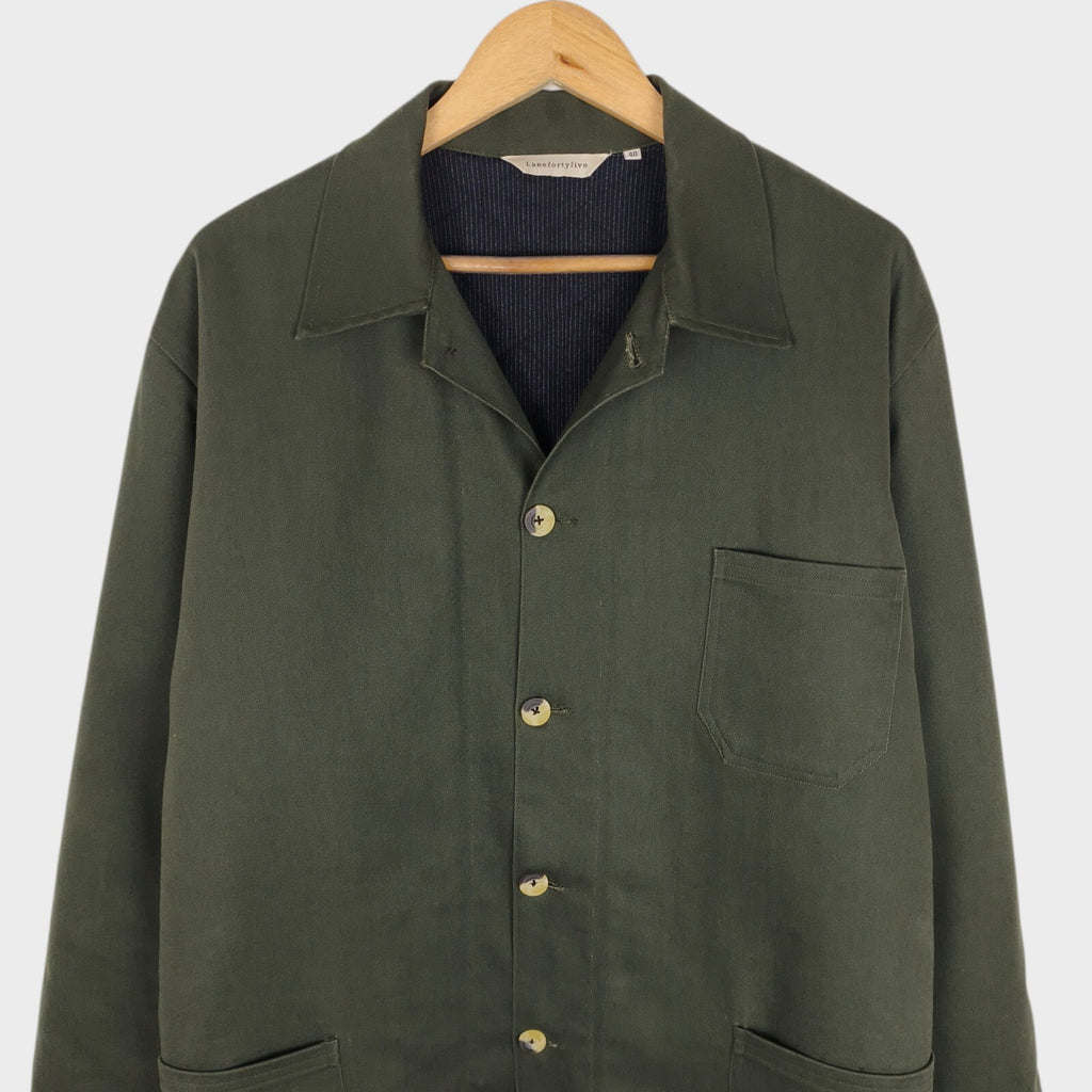 LANEFORTYFIVE Men's Made in England Dark Green Padded Chore Jacket