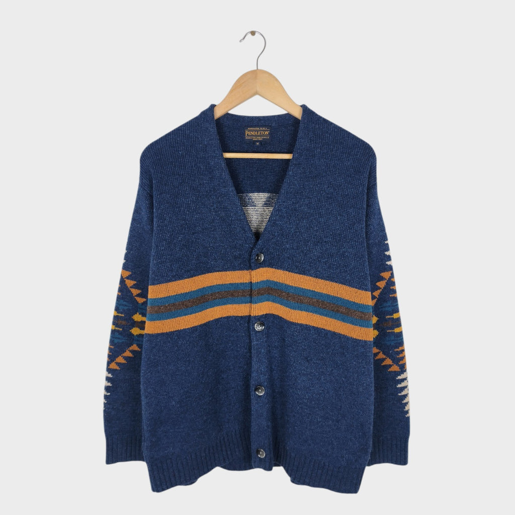PENDLETON x Bayflow Men's Blue Navajo Jacquard Wool Blend Cardigan