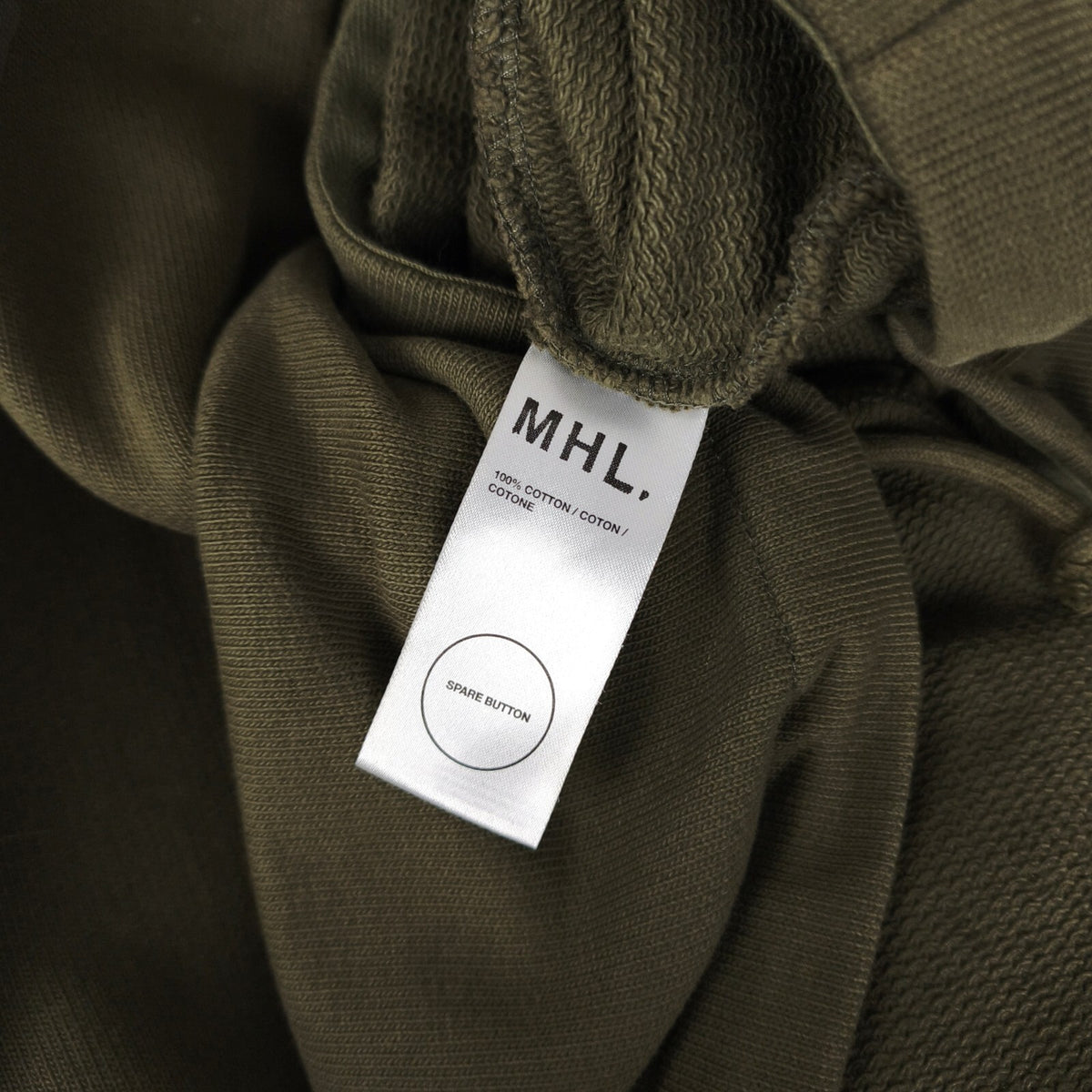 MHL MARGARET HOWELL Women's Olive Green Dry Loopback Jersey Track Sweatshirt