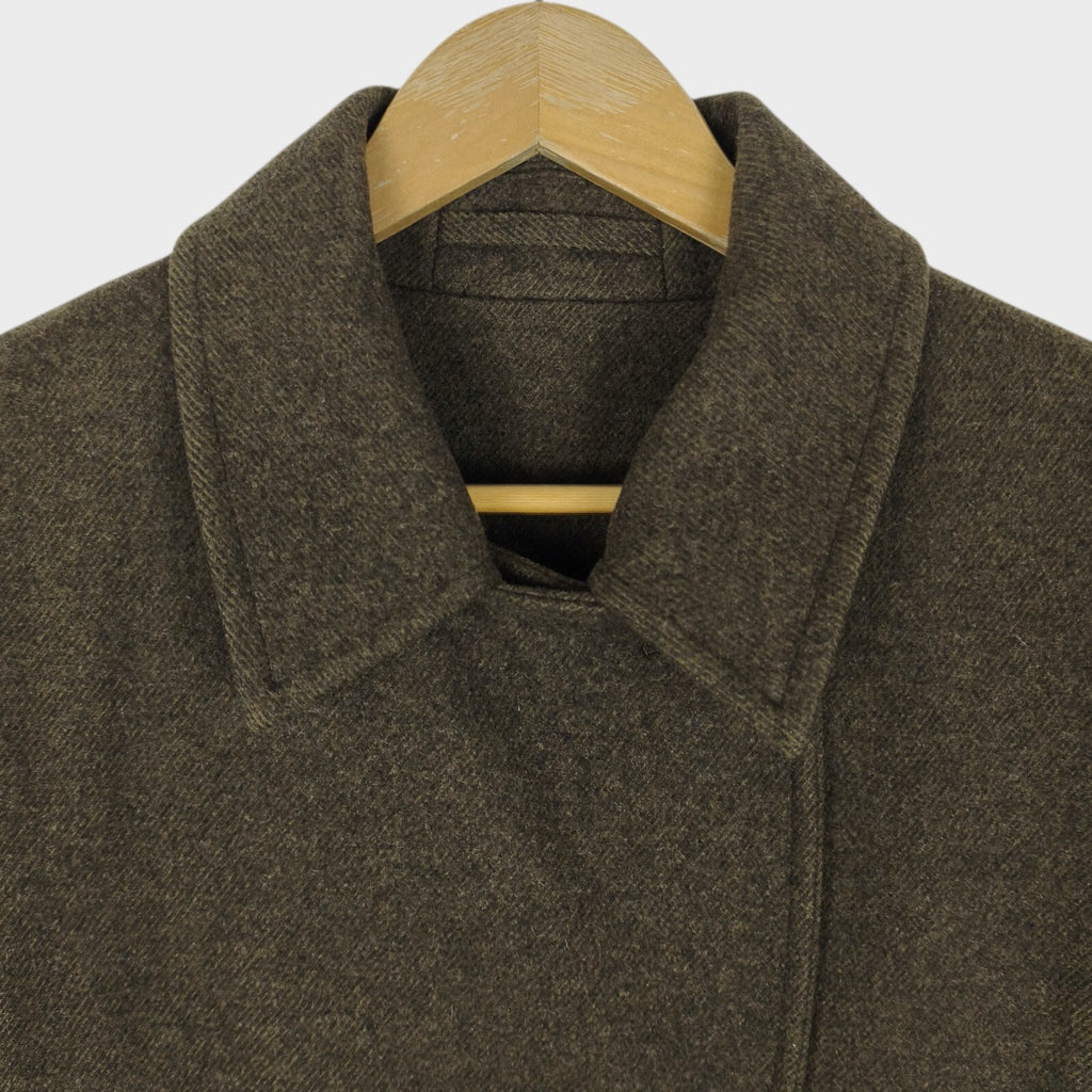 MARGARET HOWELL Women's Olive Green 100% Wool Double-Breasted Coat