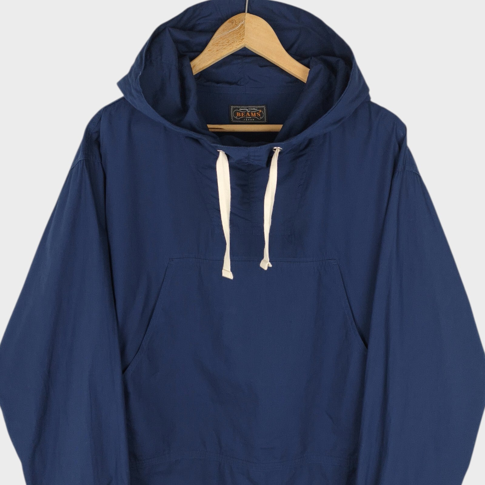 BEAMS PLUS Men's Navy Blue Oversized Fit Sports Smock Anorak Parka Jacket