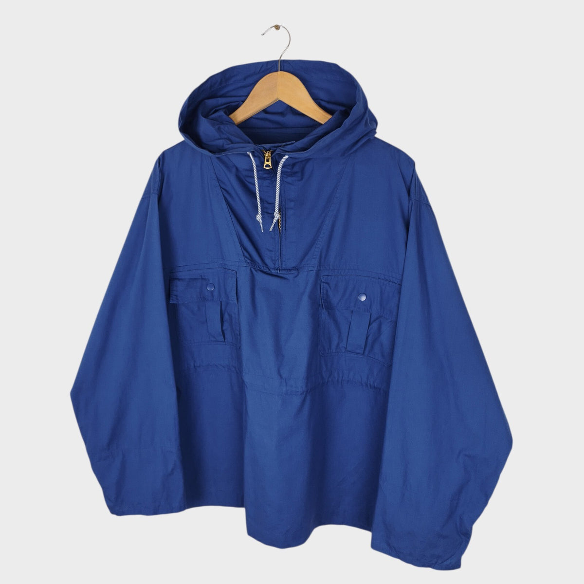 BEAMS PLUS Men's Blue Oversized Smock Anorak Parka Jacket