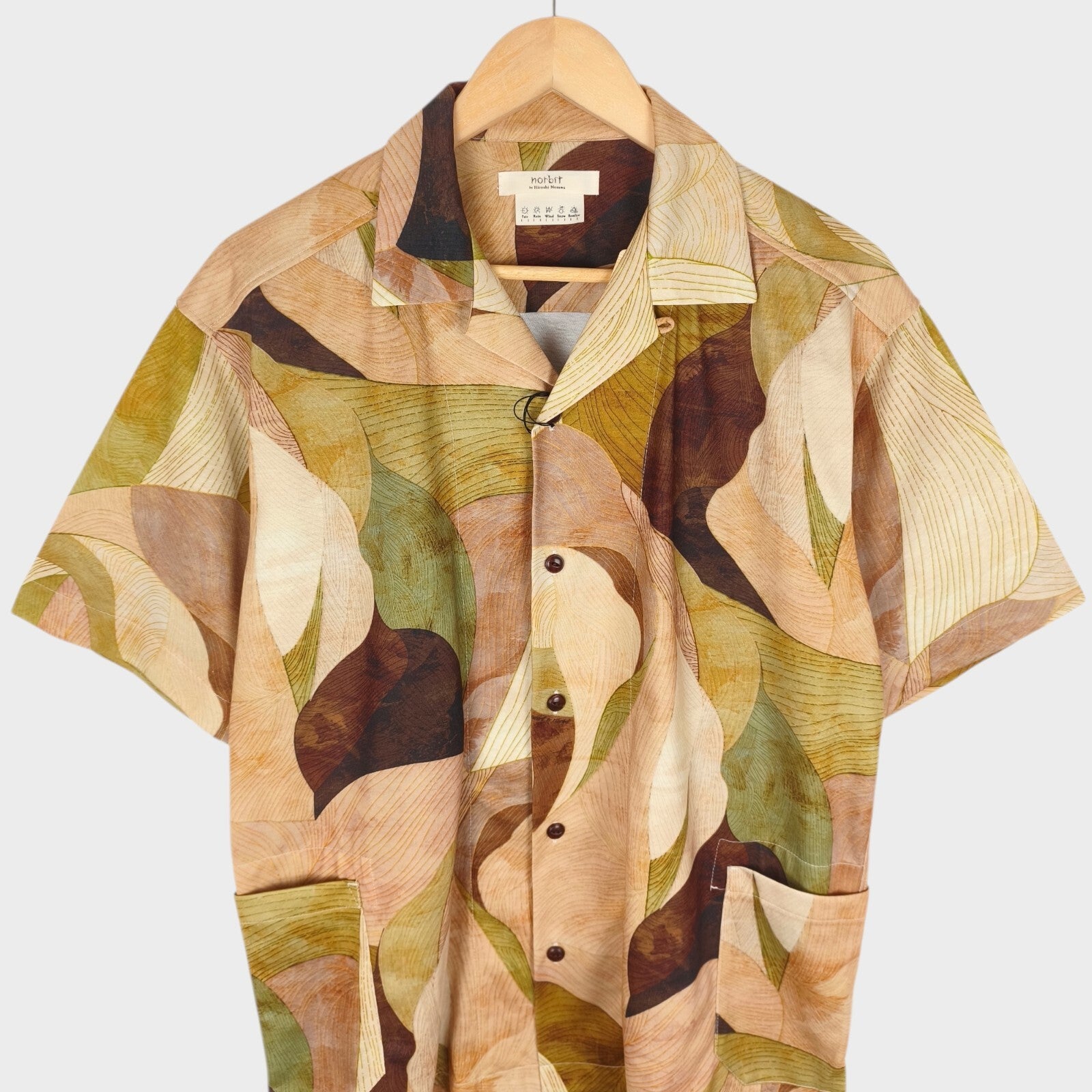 NORBIT BY HIROSHI NOZAWA Men's Leaf Camo Aloha Shirt