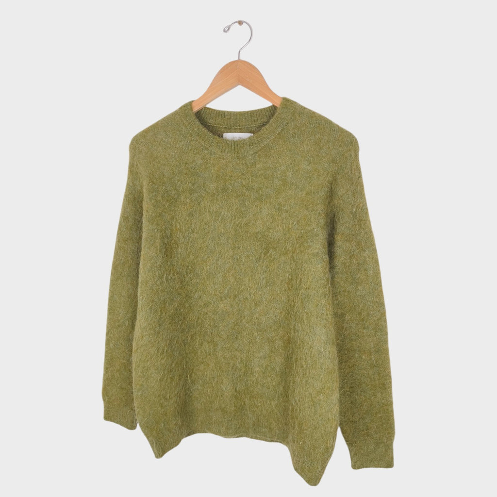 BEAMS B:MING Men's Green Mohair Blend Shaggy Jumper