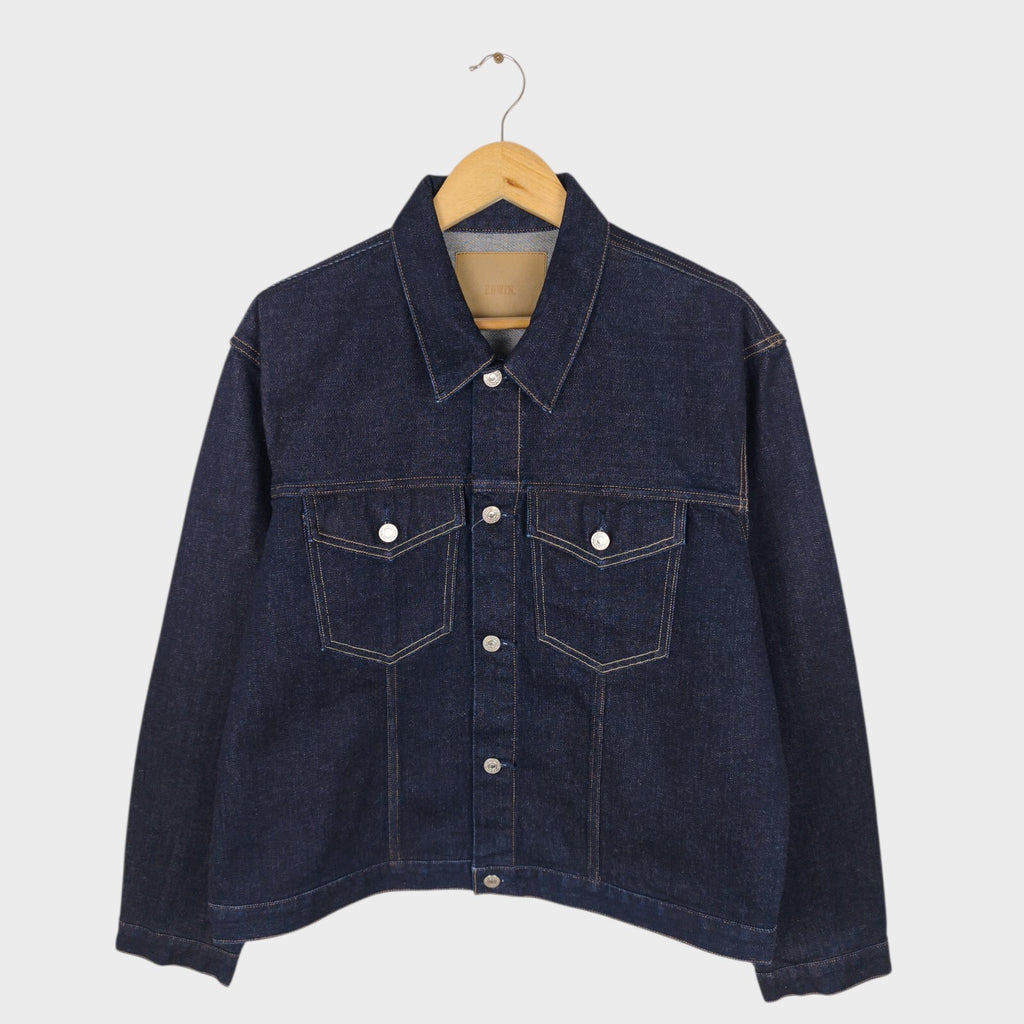 EDWIN Japan Men's Dark Blue Cropped Trucker Jacket