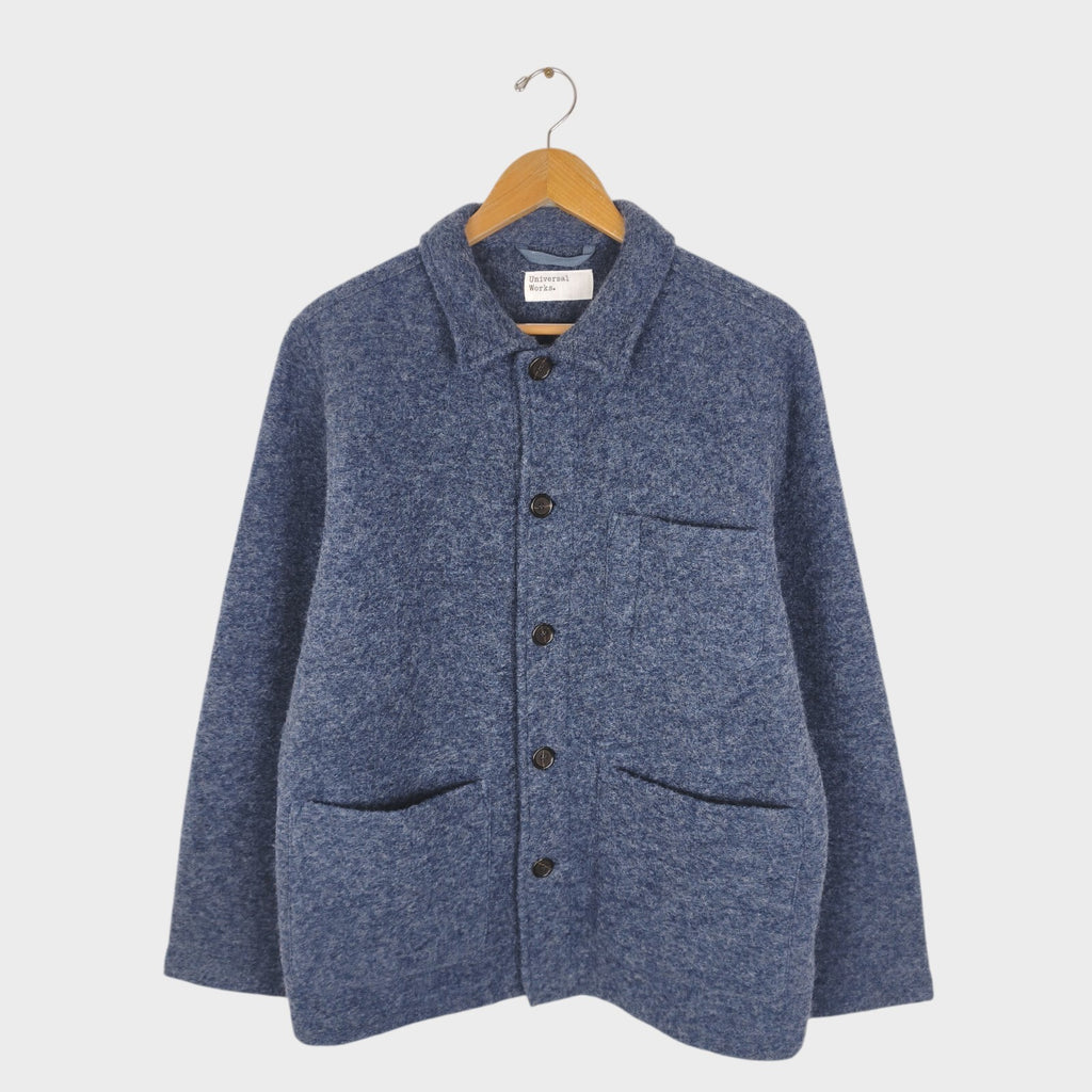 UNIVERSAL WORKS Men's Blue Wool Fleece Field Jacket