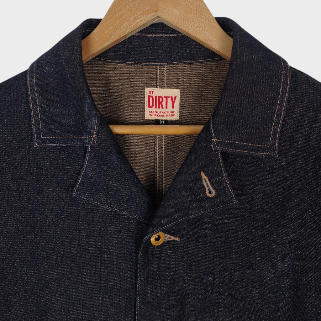 AT-DIRTY Men's Dark Blue Made in Japan Denim Chore Jacket