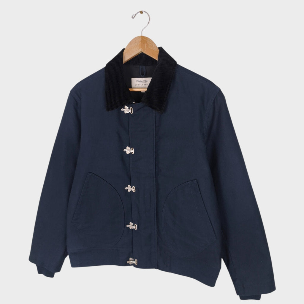 UNIFORM BRIDGE Men's Navy Blue Fireman Clasp Deck Jacket