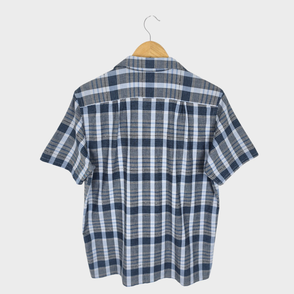 BEAMS PLUS Men's Made in Japan Cotton Checked Camp Collar Shirt