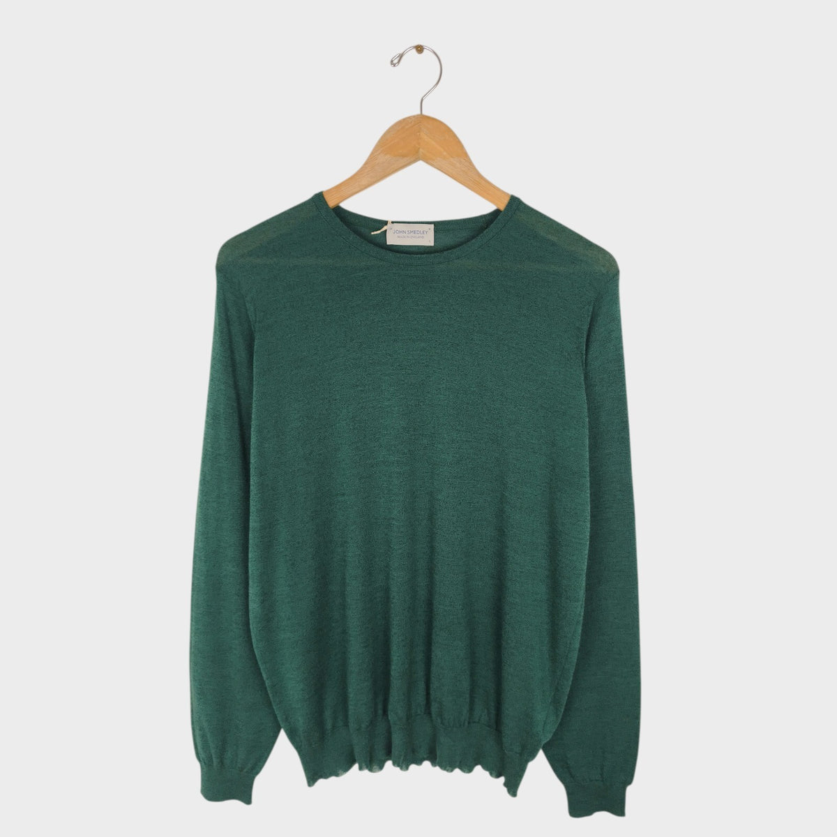 JOHN SMEDLEY Men's Bottle Green Cotton/Wool Clundy Jumper