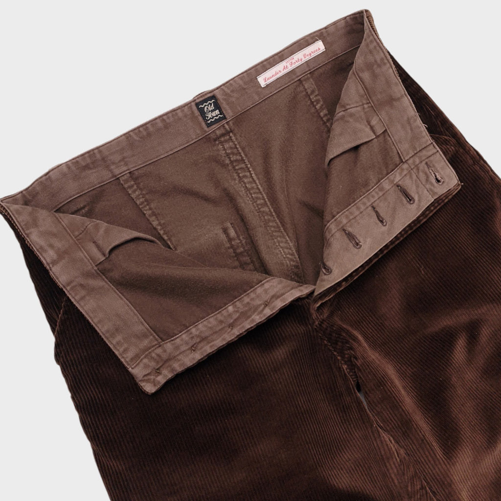 OLD TOWN Men's Brown Made in England Heavyweight Corduroy Trousers