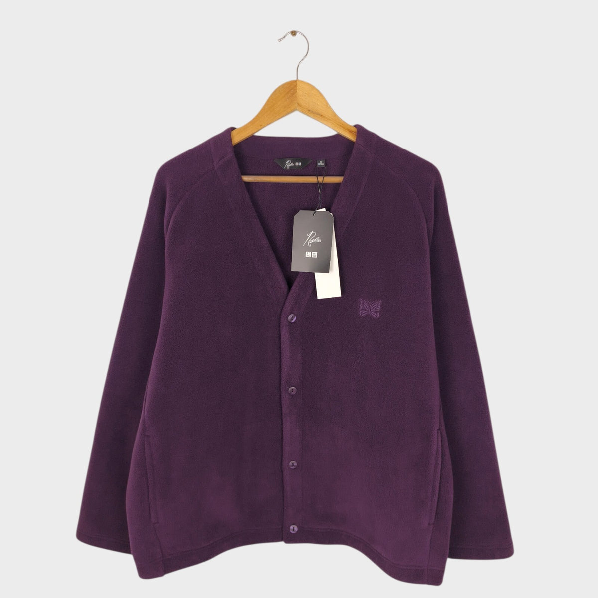 NEEDLES x UNIQLO Men's Purple Embroidered Logo Cardigan