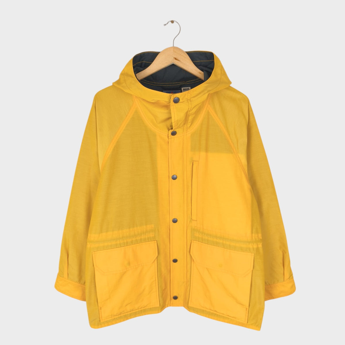 BLUE BLUE JAPAN Men's Made in Japan Yellow Nylon Cotton Mountain Parka Jacket