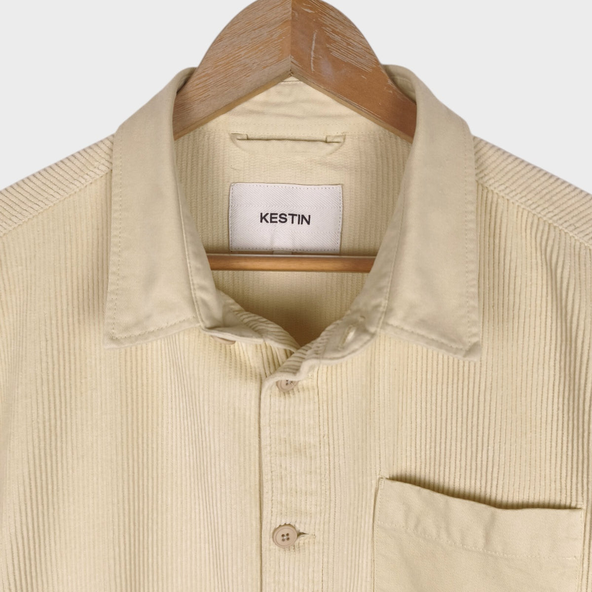 KESTIN HARE Men's Ecru Corduroy Rosyth Overshirt Jacket