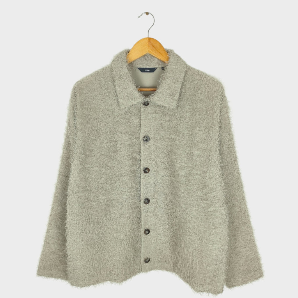 BEAMS Men's Taupe Relaxed Fit Fringe Overshirt