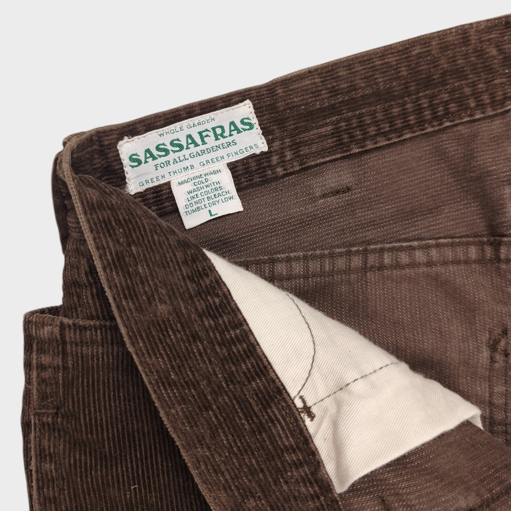 SASSAFRAS Men's Made in Japan Brown Corduroy Fall Leaf Cargo Trousers