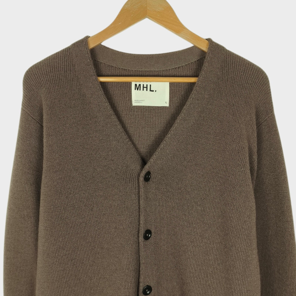 MHL MARGARET HOWELL Men's Taupe 100% Wool Cardigan