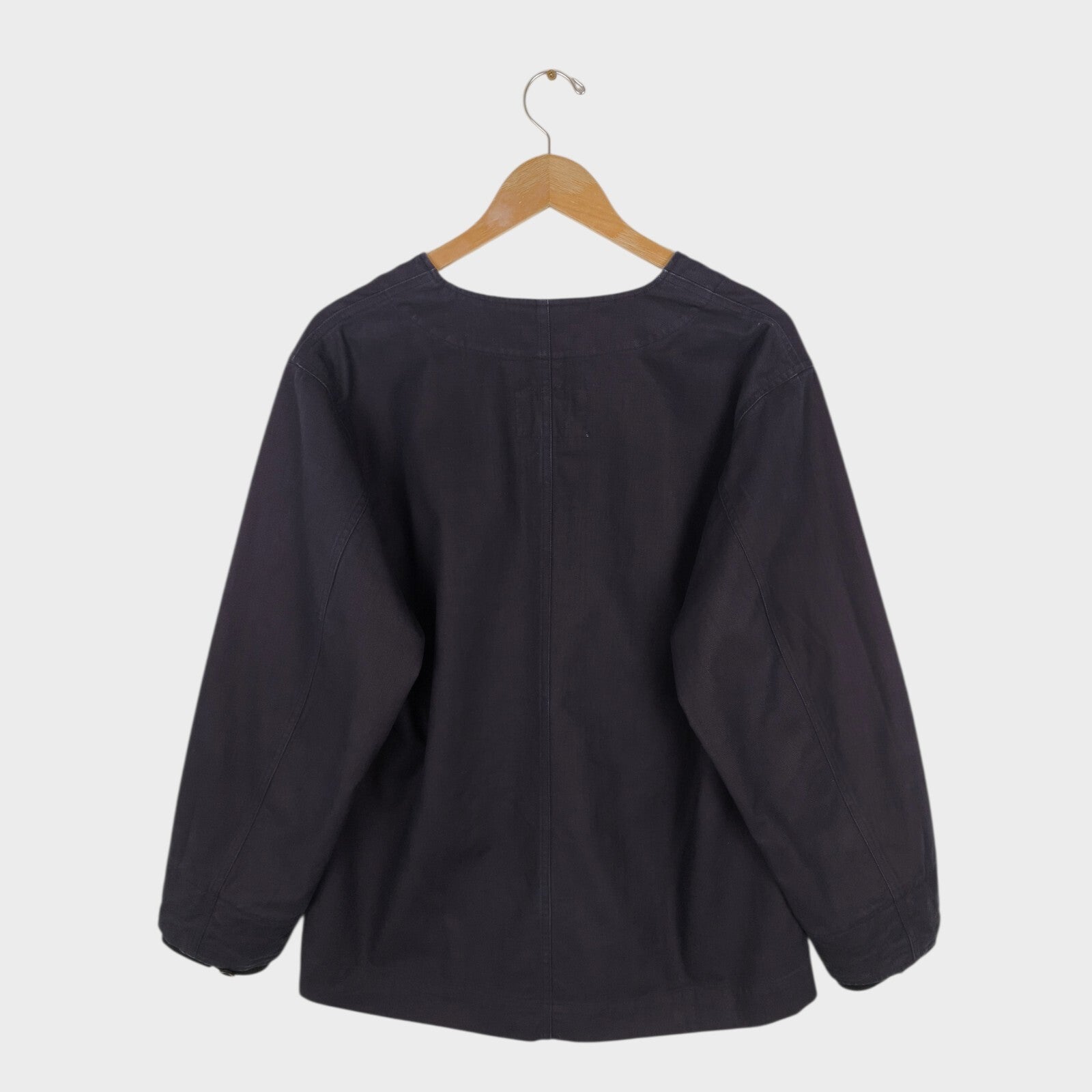 MHL MARGARET HOWELL Men's Dark Navy Heavvyweight Cotton V-Neck Chore Jacket