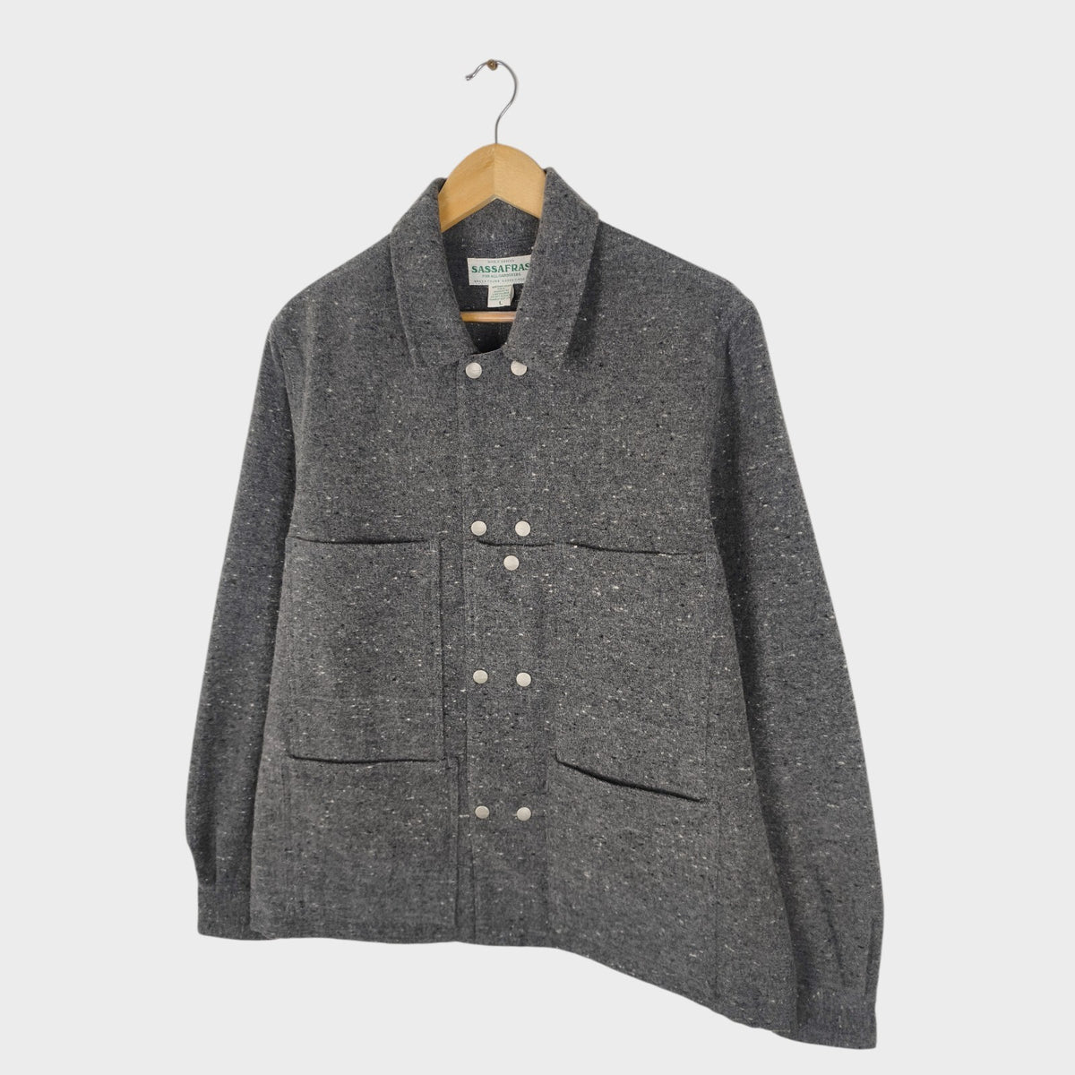 SASSAFRAS Men's Made in Japan Grey Wool Blend Leaf Blower Jacket