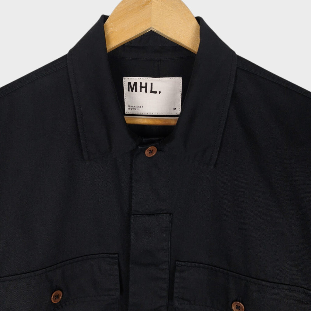 MHL MARGARET HOWELL Men's Black Cotton Twill Utility Overshirt